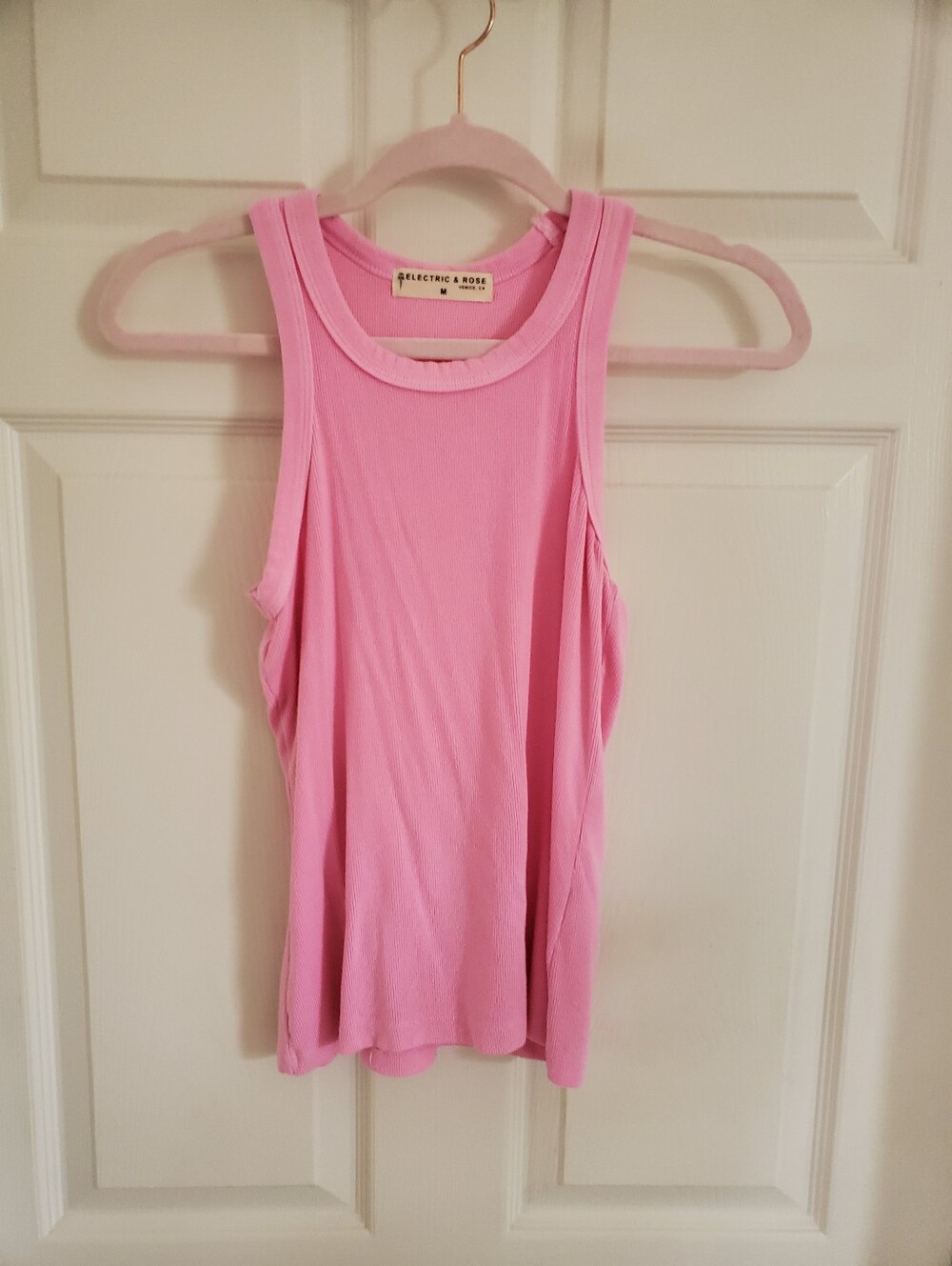 Electric & Rose Pink Ribbed Tank Top - Sleeveless Women's Top